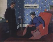 Felix Vallotton Interior with red armchair and figure oil painting artist
